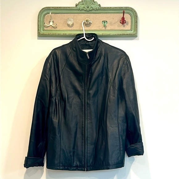 Nine West Separate Genuine Leather Plus size XXL BLACK JACKET Women’s outterwear - Picture 1 of 7